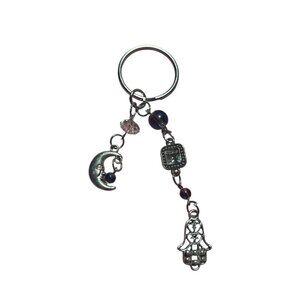 Handmade Beaded Moon Keychain/Bagcharm